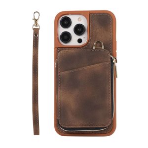 Zipper Wallet Case with Strap, for iPhone 14 13