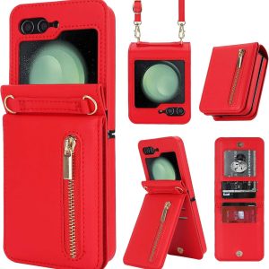 Z Flip 5/6 Case with Zipper Card Slots