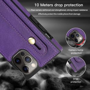 Phone Case with Wist Strap & Card Holder , for iPhone 15 14 13 12 11