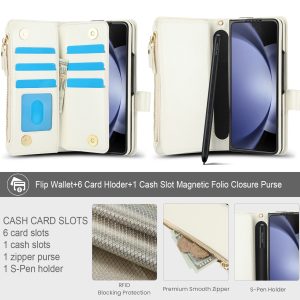 Z Fold 3-6 Wallet Case with Magnetic Clasp Kickstand