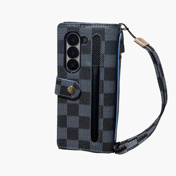 Samsung Galaxy Z Fold 5-6-7 Wrist Strap Zipper Case with Card slot and Cash compartment