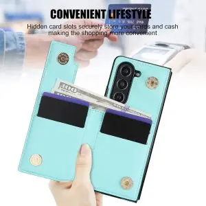 Samsung Galaxy Z Fold 6 Wallet Case with Ring and Credit Card Holder