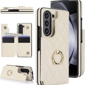 Samsung Galaxy Z Fold 6 Wallet Case with Ring and Credit Card Holder