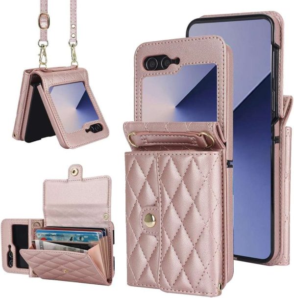 XIMAND for Samsung Galaxy Z Flip 6 Accordion Crossbody Wallet Case - Image 2