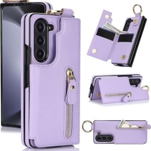 Samsung Galaxy Z Fold 6 Wallet Case with Ring and Credit Card Holder