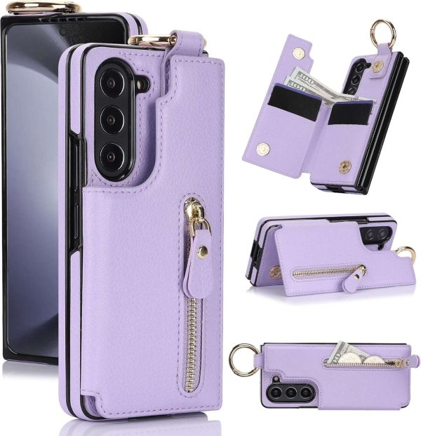 Samsung Galaxy Z Fold 6 Wallet Case with Ring and Credit Card Holder - Image 19
