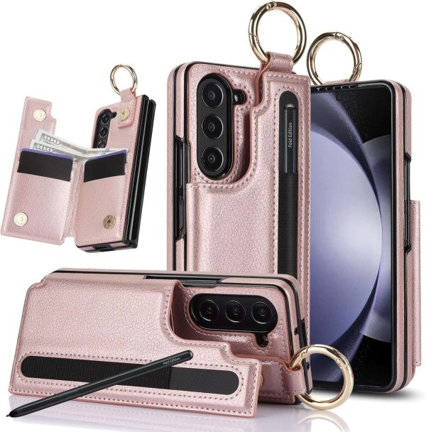 Samsung Galaxy Z Fold 6 Wallet Case with Ring and Credit Card Holder - Image 15