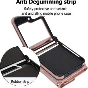 XIMAND for Samsung Galaxy Z Flip 6 Accordion Crossbody Wallet Case