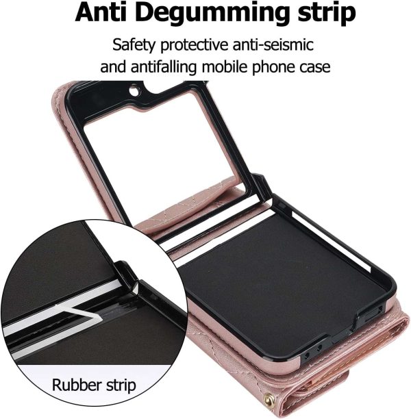 XIMAND for Samsung Galaxy Z Flip 6 Accordion Crossbody Wallet Case - Image 7