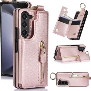 Samsung Galaxy Z Fold 6 Wallet Case with Ring and Credit Card Holder