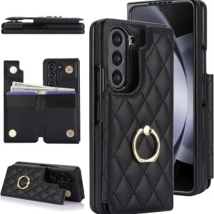 Samsung Galaxy Z Fold 6 Wallet Case with Ring and Credit Card Holder