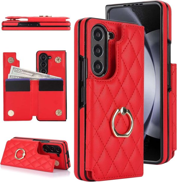 Samsung Galaxy Z Fold 6 Wallet Case with Ring and Credit Card Holder - Image 23