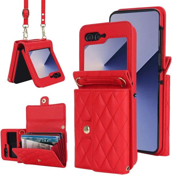 XIMAND for Samsung Galaxy Z Flip 6 Accordion Crossbody Wallet Case - Image 16