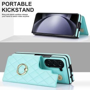 Samsung Galaxy Z Fold 6 Wallet Case with Ring and Credit Card Holder