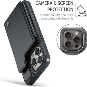 iPhone 16 Series Case with RFID Blocking and 5 Credit Card Holder