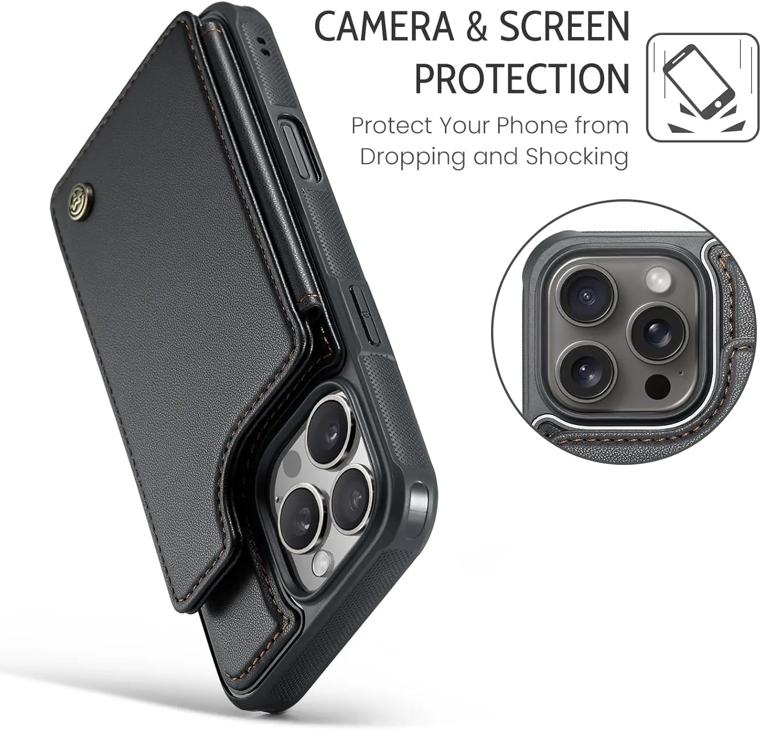 iPhone 16 Series Case with RFID Blocking and 5 Credit Card Holder - Image 5