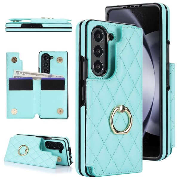Samsung Galaxy Z Fold 6 Wallet Case with Ring and Credit Card Holder