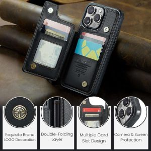 iPhone 16 Series Case with RFID Blocking and 5 Credit Card Holder