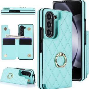 Samsung Galaxy Z Fold 6 Wallet Case with Ring and Credit Card Holder