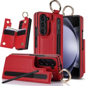 Samsung Galaxy Z Fold 6 Wallet Case with Ring and Credit Card Holder