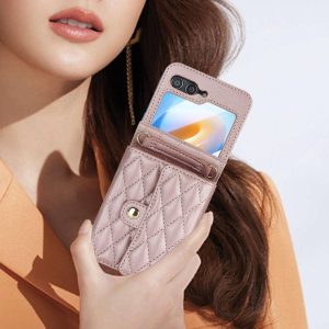 XIMAND for Samsung Galaxy Z Flip 6 Accordion Crossbody Wallet Case
