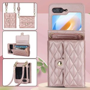 XIMAND for Samsung Galaxy Z Flip 6 Accordion Crossbody Wallet Case