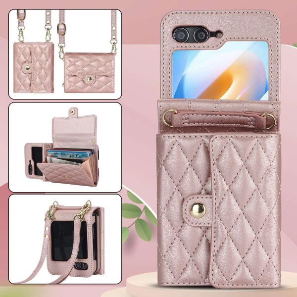 XIMAND for Samsung Galaxy Z Flip 6 Accordion Crossbody Wallet Case - Image 10