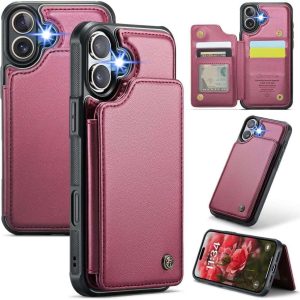 iPhone 16 Series Case with RFID Blocking and 5 Credit Card Holder