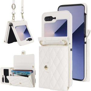 XIMAND for Samsung Galaxy Z Flip 6 Accordion Crossbody Wallet Case