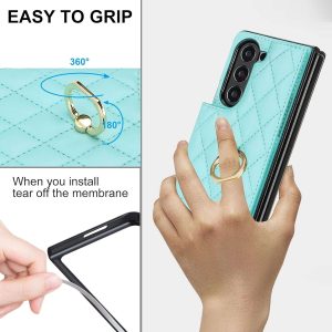 Samsung Galaxy Z Fold 6 Wallet Case with Ring and Credit Card Holder