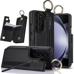 Samsung Galaxy Z Fold 6 Wallet Case with Ring and Credit Card Holder