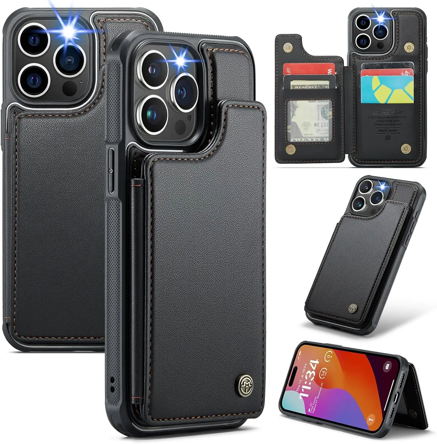 iPhone 16 Series Case with RFID Blocking and 5 Credit Card Holder - Image 2