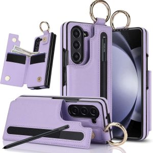 Samsung Galaxy Z Fold 6 Wallet Case with Ring and Credit Card Holder