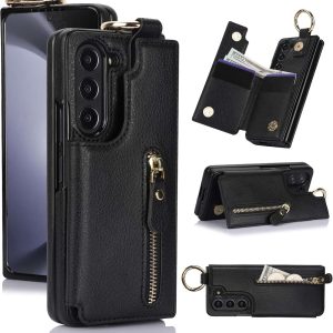 Samsung Galaxy Z Fold 6 Wallet Case with Ring and Credit Card Holder