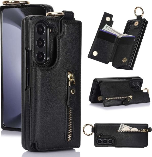 Samsung Galaxy Z Fold 6 Wallet Case with Ring and Credit Card Holder - Image 12