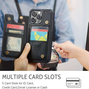 iPhone 16 Series Case with RFID Blocking and 5 Credit Card Holder