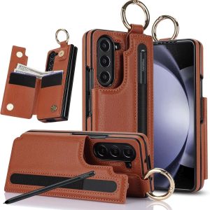 Samsung Galaxy Z Fold 6 Wallet Case with Ring and Credit Card Holder