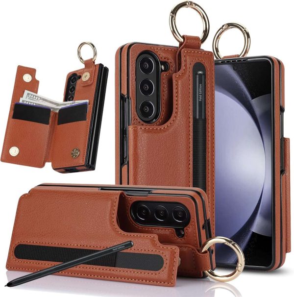 Samsung Galaxy Z Fold 6 Wallet Case with Ring and Credit Card Holder - Image 13