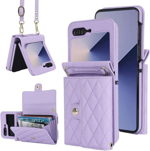XIMAND for Samsung Galaxy Z Flip 6 Accordion Crossbody Wallet Case - Image 14