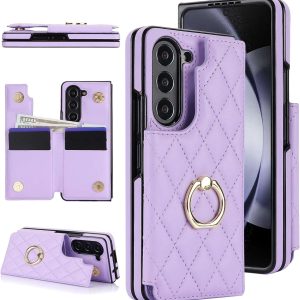 Samsung Galaxy Z Fold 6 Wallet Case with Ring and Credit Card Holder
