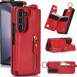 Samsung Galaxy Z Fold 6 Wallet Case with Ring and Credit Card Holder