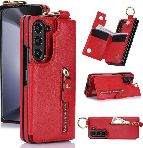 Samsung Galaxy Z Fold 6 Wallet Case with Ring and Credit Card Holder - Image 24