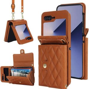 XIMAND for Samsung Galaxy Z Flip 6 Accordion Crossbody Wallet Case