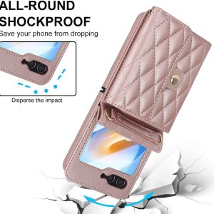 XIMAND for Samsung Galaxy Z Flip 6 Accordion Crossbody Wallet Case