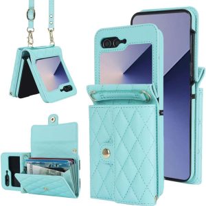 XIMAND for Samsung Galaxy Z Flip 6 Accordion Crossbody Wallet Case