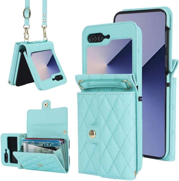 XIMAND for Samsung Galaxy Z Flip 6 Accordion Crossbody Wallet Case - Image 12