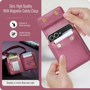 Flip Wallet Bag with 5 Card Slots Cash Solt Zipper Pocket