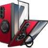 for Samsung Galaxy Z Fold 7 Case with Magnetic Ring Holder, 360 Rotating Bracket, Hinge Protection & Built-in Front Screen Protector, Slim Anti-Drop Shockproof Case.(Red)