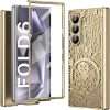 for Samsung Galaxy Z Fold 6 Case with Mechanical Legend Pattern, Front Screen Protector - Sleek Design, Holographic Texture, Plating Folding Completely 360 Full Protection.(Gold)