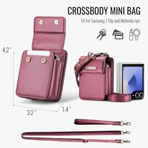 Flip Wallet Bag with 5 Card Slots Cash Solt Zipper Pocket